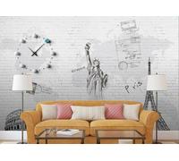 skdhlifpj Carta Da Parati 3d Fotografia Graffiti Su Muro Di Mattoni Bianchi 350cmx245cm Torre Eiffel In Bianco E Nero Con Linee Artistiche Camera Da Letto Soggiorno Decorazione Sfondo