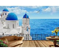 skdhlifpj Carta Da Parati 3d Fotografia Paesaggio Dal Balcone 250cmx175cm Mare Blu Dell'Amore Splendido Scenario Camera Da Letto Soggiorno Decorazione Sfondo