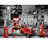 skdhlifpj Carta Da Parati 3d Fotografia Quartiere Inglese Vintage 150cmx105cm Paesaggio Notturno In Bianco E Nero Dell'Architettura Della Città Di Londra Camera Da Letto Soggiorno Decorazione Sfondo