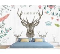 skdhlifpj Carta Da Parati Bambini 3d Tessuto Non Tessuto Fotografia Tropicale Acquerello Fiore Foglie Cartone Animato Cervo Principessa Camera Per Bambini 430cmx300cm Camera Da Letto Soggiorno Sfondo