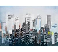 skdhlifpj Carta Da Parati Città 3d Tessuto Non Tessuto Fotografia Quadro Decorativo Astratto Con Sfondo Geometrico Grigio-Bianco Di Edifici Urbani 200cmx140cm Camera Da Letto Soggiorno Sfondo