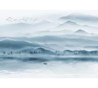 skdhlifpj Carta Da Parati Paesaggi In Stile Cinese 150cmx105cm 3d Fotografia Rendering Artistico Di Uccelli In Volo Sull'Oceano Blu E Sulle Montagne Camera Da Letto Soggiorno Decorazione Sfondo
