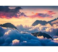 skdhlifpj Carta Da Parati Paesaggio naturale 3d Tessuto Non Tessuto Fotografia Cime Montuose Mare Di Nuvole Viola E Paesaggio Naturale 350cmx245cm Camera Da Letto Soggiorno Sfondo