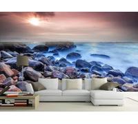 skdhlifpj Carta Da Parati Paesaggio naturale 3d Tessuto Non Tessuto Fotografia Paesaggio Marino Con Ciottoli E Mare In Tempesta 350cmx245cm Camera Da Letto Soggiorno Sfondo