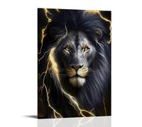 SKDTJUXW Poster su tela con musica The Mysterious Black Lion Collided with Lightning Music, per camera da letto, decorazione artistica da parete poster e stampe, 20 x 30 cm, stile cornice