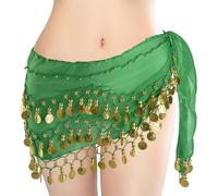 Skdvy Cintura da Donna per Danza del Ventre, Sciarpa for la Danza del Ventre, Gonna for la Danza del Ventre, Gonna con Cintura e Sciarpa for danzatrice del Ventre for Le Donne(Dark Green)