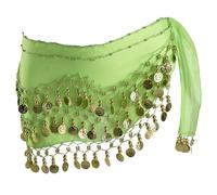 Skdvy Cintura da Donna per Danza del Ventre, Sciarpa for la Danza del Ventre, Gonna for la Danza del Ventre, Gonna con Cintura e Sciarpa for danzatrice del Ventre for Le Donne(Light Green)