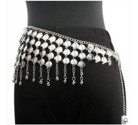 Skdvy Cintura Donna per Danza del Ventre, Hip Sciarpa Belly Dance Accessories Perline Tassel Belly Dance Cinghie for Le Donne Belly Dancing Hip Sciarpa(Silver)