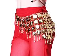 Skdvy Cintura Donna per Danza del Ventre, Hip Sciarpa Belly Dance Accessories Perline Tassel Belly Dance Cinghie for Le Donne Belly Dancing Hip Sciarpa(Big Gold Coin)