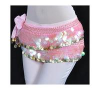 Skdvy Cintura Donna per Danza del Ventre, Hip Sciarpa Belly Dance Belt Coin Hip Sciarpa Catena Avvolgente Ampiando la Fascia in Vita Performance Dancing Gonna in Costume Rosso(Sky Blue)