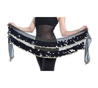 Skdvy Cintura Donna per Danza del Ventre, Hip Sciarpa Belly Dance Belt Coin Hip Sciarpa Catena Avvolgente Ampiando la Fascia in Vita Performance Dancing Gonna in Costume Rosso(Black)