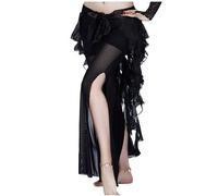 Skdvy Cintura Donna per Danza del Ventre, Hip Sciarpa Belly Dance Costumes Chiffon Tassel Dance Belly Dance Sciarpa Anca for Le Donne Belly Dancing Cints 12 Tipi di Colori(Black)