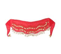Skdvy Cintura Donna per Danza del Ventre, Hip Sciarpa Belly Dance Tone Coins in Vita Catena Avvolgente Lady Donne Dance Wear Wear Sciarpa dell'anca Accessori 3 Row Belt Gonna con Gold Bellydance(Red)