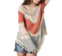 Skdvy Copribikini sui Costume Bagno,Media Lunghezza Copricostume da Spiaggia Donna, Bikini, con giunture Traforate, Bottoni, Manica Corta, Abbigliamento for L'Estate(Orange)