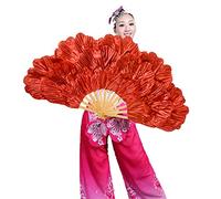 Skdvy Velo Ventaglio,Ventagli Veli Danza del Ventre, Dance Fan Peony Petal Dance Fan Adulto Doppio Lato Yangge Dancing A Dancing Fan Eventail A Main(A2,Left Hand)
