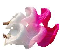 Skdvy Velo Ventaglio,Ventagli Veli Danza del Ventre, Donne Silk Belly Dance Fan Dance Silk VEILS 1 PCS Rosso+Arancione+Giallo(Purple)
