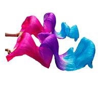 Skdvy Velo Ventaglio,Ventagli Veli Danza del Ventre, Donne Silk Belly Dance Fan Dance Silk VEILS 1 PCS Rosso+Arancione+Giallo(Gray)