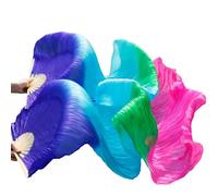 Skdvy Velo Ventaglio,Ventagli Veli Danza del Ventre, Donne Silk Belly Dance Fan Dance Silk VEILS 1 PCS Rosso+Arancione+Giallo(Pink)