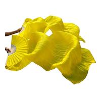 Skdvy Velo Ventaglio,Ventagli Veli Danza del Ventre, Donne Silk Belly Dance Fan Dance Silk VEILS 1 PCS Rosso+Arancione+Giallo(Brown)