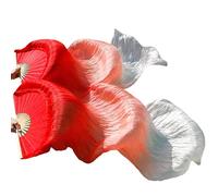 Skdvy Velo Ventaglio,Ventagli Veli Danza del Ventre, Donne Silk Belly Dance Fan Dance Silk VEILS 1 PCS Rosso+Arancione+Giallo(A)