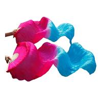 Skdvy Velo Ventaglio,Ventagli Veli Danza del Ventre, Donne Silk Belly Dance Fan Dance Silk VEILS 1 PCS Rosso+Arancione+Giallo(Green)