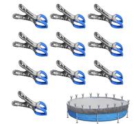Skeadex 10 mollette di copertura per piscina in acciaio inox, morsetti per piscina all'aperto, clip antivento per piscine fuori terra, telo da spiaggia (A)