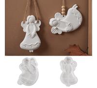 Skeadex Stampi in silicone a forma di angelo natalizio, 2 stampi in silicone con ciondolo a forma di angelo, in silicone, per Natale, per versare ciondolo (A)