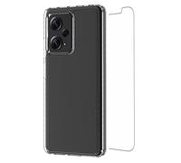 SKECH Crystal SE Case compatibile con Xiaomi Redmi Note 12 Pro + (Plus) custodia/vetro temperato [custodia protettiva trasparente in TPU, bordo rialzato, pellicola protettiva ultra trasparente]
