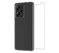 SKECH Crystal SE Case compatibile con Xiaomi Redmi Note 12 Pro/Poco X5 Pro 5G custodia/vetro temperato [custodia protettiva trasparente in TPU, bordo rialzato, pellicola protettiva ultra trasparente]