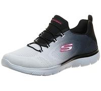 Skechers 149536 Bkw, Sneaker Donna, Nero Bianco Mesh Trim, 37.5 EU