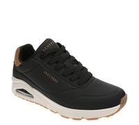Skechers Suited on Air, Scarpe da Ginnastica Uomo, Finiture in Maglia Scamosciata Nera e Castagna Durabuck, 47.5 EU