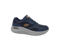 SKECHERS 232702 ARCH FIT navy orange scarpe uomo sneakers lacci tessuto plantare