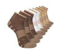 Skechers 8-Pack Work Collection Quarter Crew Socks, Extended Cushion & Mesh Ventilation Calzini, caffè/Bianco/Khaki, 10-13 Uomo