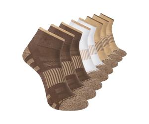 Skechers 8-Pack Work Collection Quarter Crew Socks, Extended Cushion & Mesh Ventilation Calzini, caffè/Bianco/Khaki, 10-13 Uomo