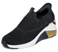 Skechers A-Wedge-Crecent - Sneaker da Donna, Senza Lacci, Senza Lacci, Nero, 36 EU