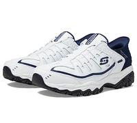 Skechers Afterburn M. Fit Grill Captain, Mocassino Uomo, Bianco Blu Marino, 45.5 EU X-Larga