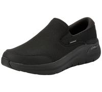 Skechers Arch Fit 2.0 Vallo, Senza Lacci Uomo, Pelle a Rete Nera, 45.5 EU
