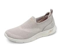 Skechers Arch Fit Refine Don'T Go Donna Formatori, Taupe Heathered Knit Peach Trim, 38.5 EU