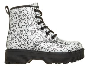 Skechers Bambina Gravlen Hi - Doodle Down Shoes in Argento/Nero, Taglia 32