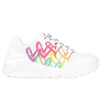 Skechers Bambina JGoldcrown: UNO Lite - Love Brights Sneaker in Bianco/Multicolore, Taglia 37