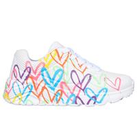 Skechers Bambina JGoldcrown: UNO Lite - Spread the Love Sneaker in Bianco/Multicolore, Taglia 37