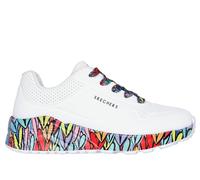 Skechers Bambina JGoldcrown: UNO Lite - Subtle Love Sneaker in Bianco/Multicolore, Taglia 32
