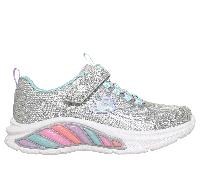 Skechers Bambina S-Lights: Rainbow Cruisers - Glitzy Glow Sneaker in Argento/Blu, Taglia 28