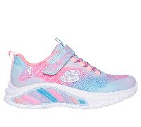 Skechers Bambina S-Lights: Rainbow Cruisers - Rainbow Reflectin Sneaker in Blu Chiaro, Taglia 27.5