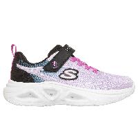 Skechers Bambina S-Lights: Sola Glow 2.0 - Dazzle Steps Sneaker in Nero/Lavanda, Taglia 31