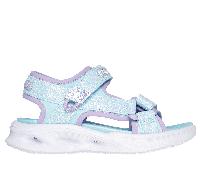 Skechers Bambina S-Lights: Sola Glow Sandali in Blu Chiaro/Lavanda, Taglia 32