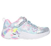 Skechers Bambina S-Lights: Unicorn Dreams - Heart Sparkles Sneaker in Argento/Multicolore, Taglia 29