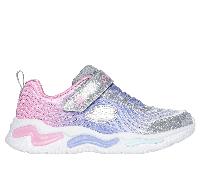 Skechers Bambina S-Lights: Wavy Beams - Ombre Express Sneaker in Argento/Multicolore, Taglia 33.5