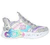Skechers Bambina Slip-ins: Infinite Heart Lights Sneaker in Argento/Multicolore, Taglia 33
