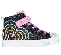 Skechers Bambina Twinkle Toes: Heart Steps - Heart Glow Sneaker in Nero, Taglia 28.5